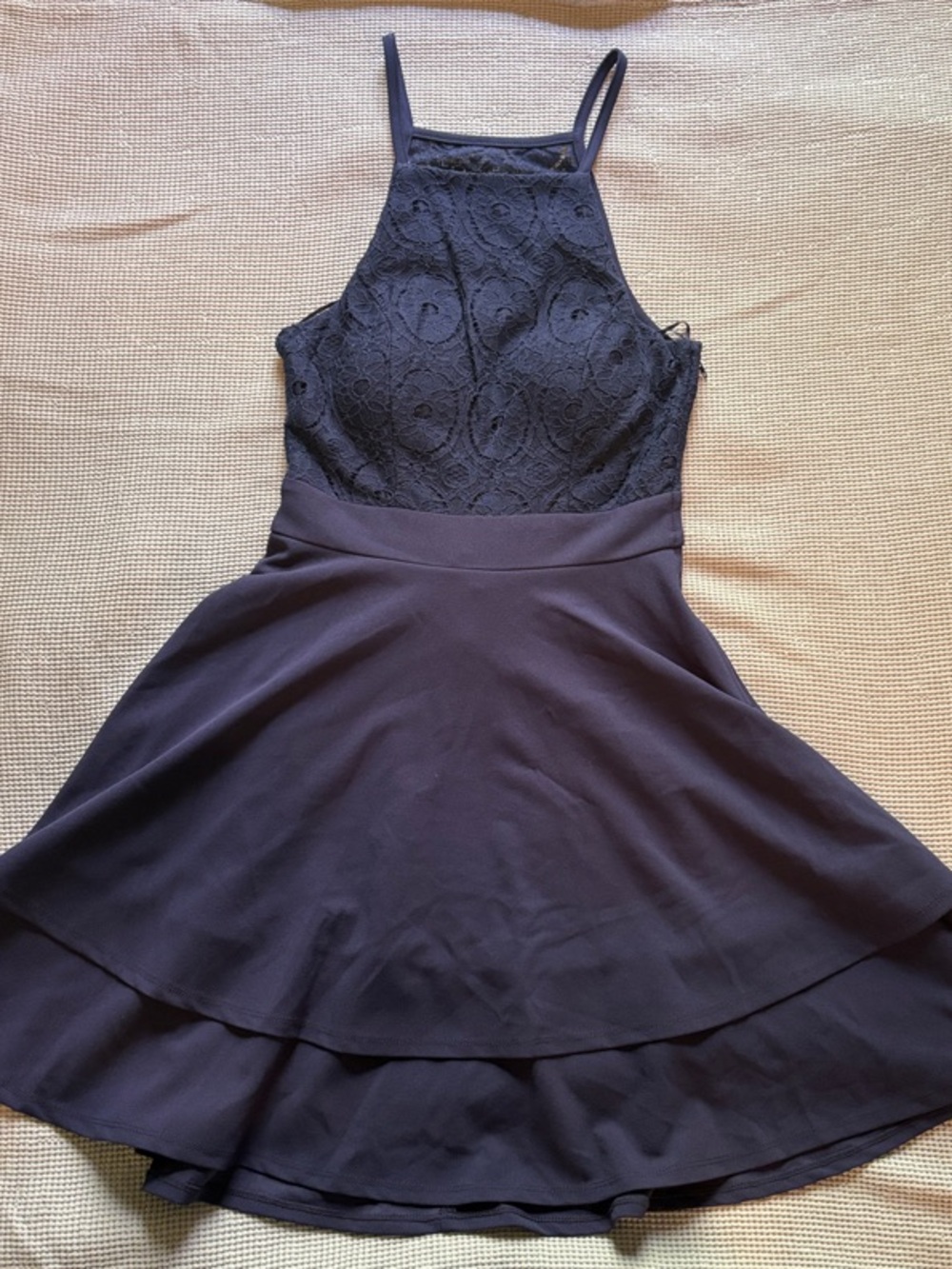 Navy Lace Halter Skater Dress - Francesca’s
